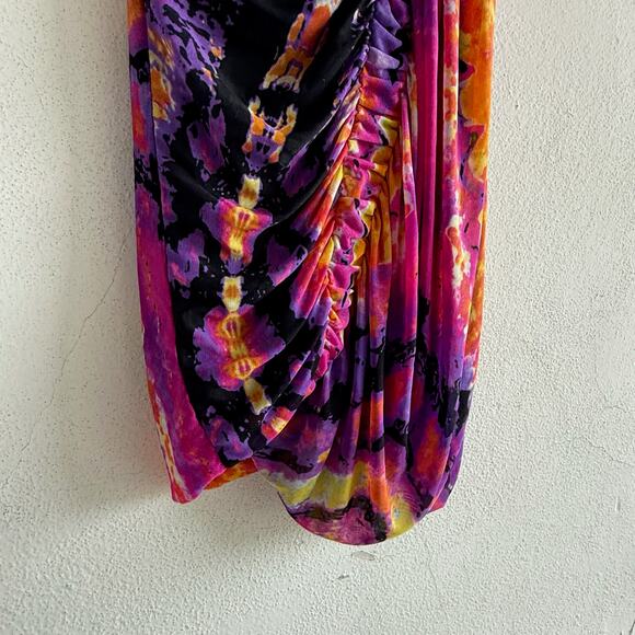 Rampage Dress One Shoulder Ruched Cocktail Mini Tie Dye Multicolor Y2K Party - Picture 2 of 7